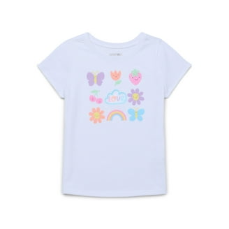 Zwiiyzr Unisex Rainbow Daisy Print Short Sleeve Tee for Kids (3