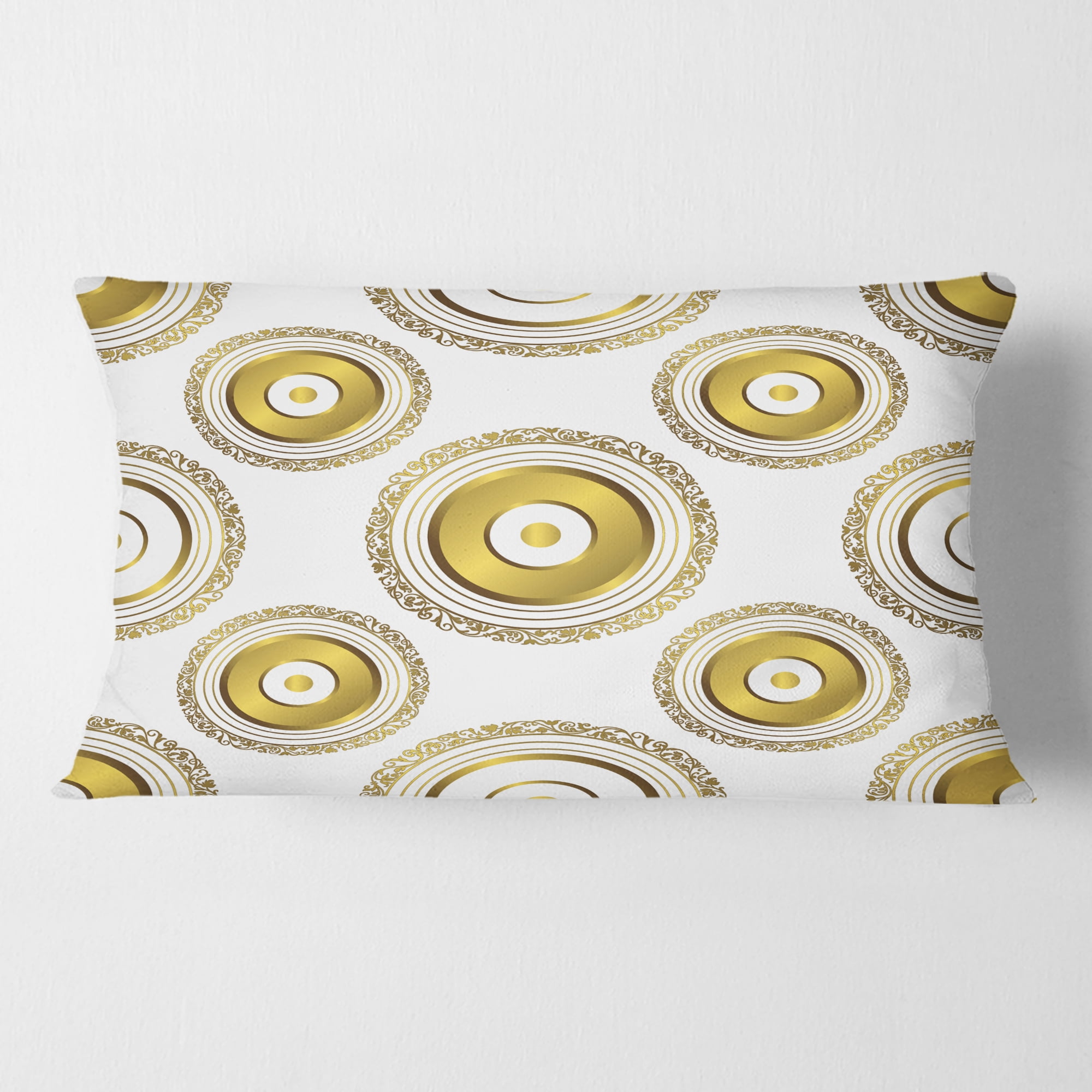 Designart Circular Golden Pattern I ' Mid-Century Modern Throw Pillow - 12x20