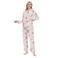 thumbnail image 3 of GLOBAL Womens 100% Cotton Notch Collar Pajama Set Homewear with Pockets, 2-Piece, Sizes S, 3 of 6