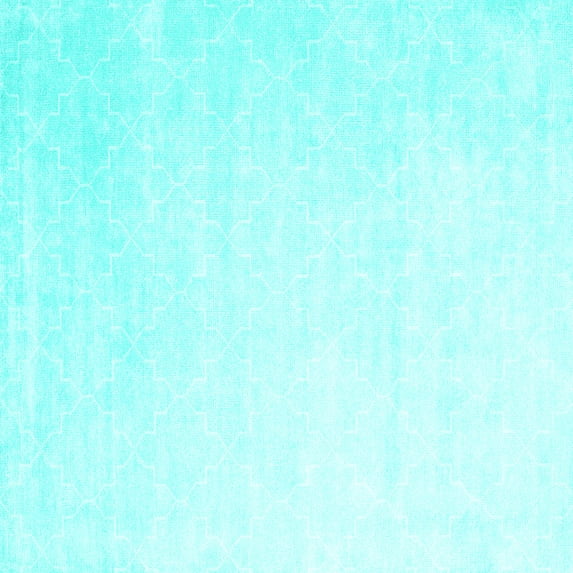 Ahgly Company Machine Washable Indoor Square Abstract Turquoise Blue Contemporary Area Rugs, 5' Square
