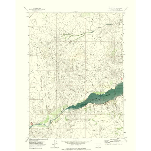 Topographical Map - Ferris Lake Wyoming Quad - USGS 1971 - 23 x 28.94 - Vintage Wall Art
