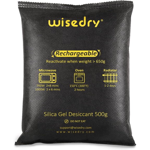 2 x 500 Gram [2.2 lbs] Recharable Silica l Car Dehumidifier, Microwave Fast Reactivated Desiccant Packets Lar for Gun Safe Closet Basement Gara Stora Moisture Absorber Bag Reusable
