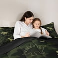 thumbnail image 5 of Feelyou Kid Dinosaur Queen Comforter Set, Green Camouflage Bedding Comforter Set, 3pcs, 5 of 8