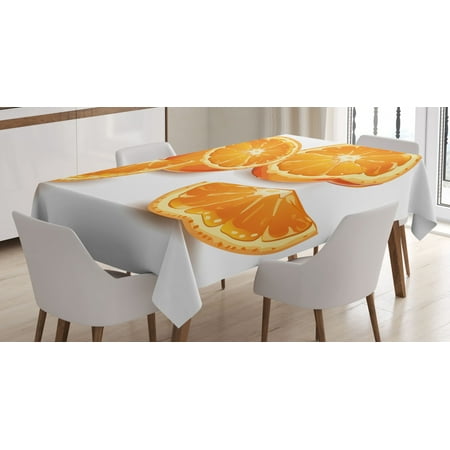 

Nature Tablecloth Fresh Nature Health Citrus Orange Mediterranean Energetic Fruit Artwork Print Rectangular Table Cover for Dining Room Kitchen 60 X 84 Inches Orange and White by Ambesonne
