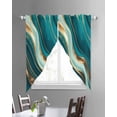 thumbnail image 2 of Teal Marble Swag Valances for Windows, Modern Abstract Gold Fluid Art Rod Pocket Sheer Valances for Large Windows, Swag Toppers Light Filtering for Kitchen Living Room 2 Panels 36''x63'', 2 of 3