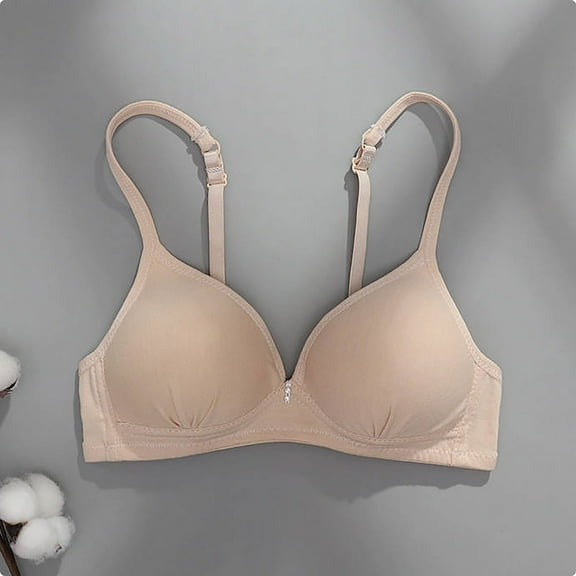 ALLLIST Unlined Womens Bras Full Coverage Wireless Training Soft Beige Solid T Shirt Bras for Ladies Size S-XL