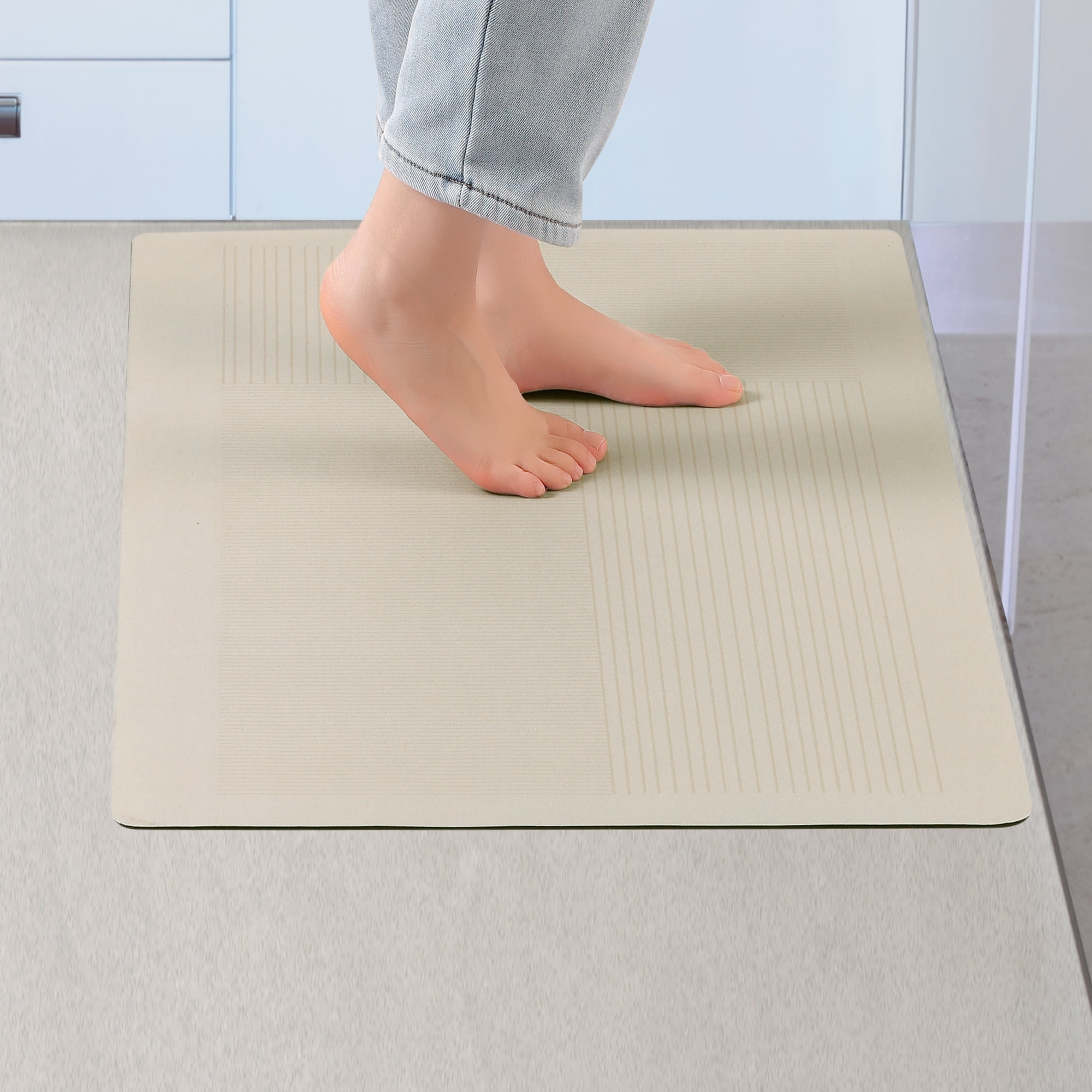 Unique Bargains 2 Pcs Modern Soft Comfort Kitchen Rugs Absorbent Non Slip Kitchen Mats Brown-1 20" x 32"/24" x 36"