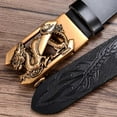 thumbnail image 6 of Engraved Vintage Dragon Head Automatic Buckle Alloy Men’S Genuine Leather Dress Belt Fashion Male Waistband New Automatic Buckle Strap Width:1.14in, 6 of 6