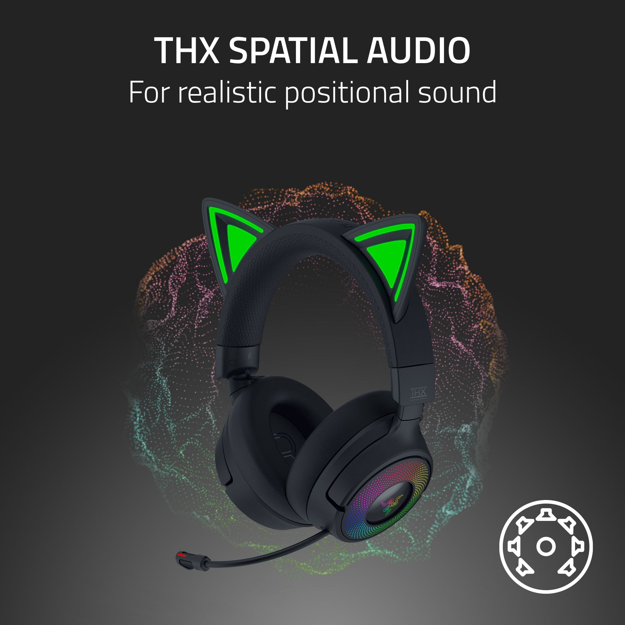 Razer Kraken Kitty V3 Pro Wireless RGB Kitty Headset for Gaming and Streaming, Black