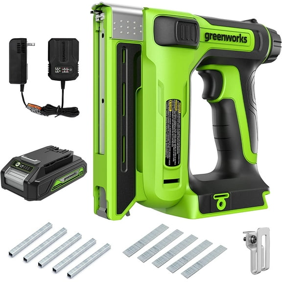 Greenworks 24V 3/8" Crown Stapler with 2Ah Battery & 2A Charger