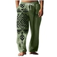 thumbnail image 2 of Pantalones largos para hombre, cintura elástica, transpirables, cómodos, suaves, informales, de playa, de poliéster., 2 of 5