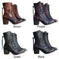 thumbnail image 3 of CAROOTU Women's Retro Comfy Chunky-heel Lace-up Boots, 3 of 6