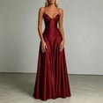 thumbnail image 2 of XIAOCHA Women's Summer Elegant Maxi Dress V Neck Thin Spaghetti Strap Satin Solid Flowy Floor Evening Gown, 2 of 6
