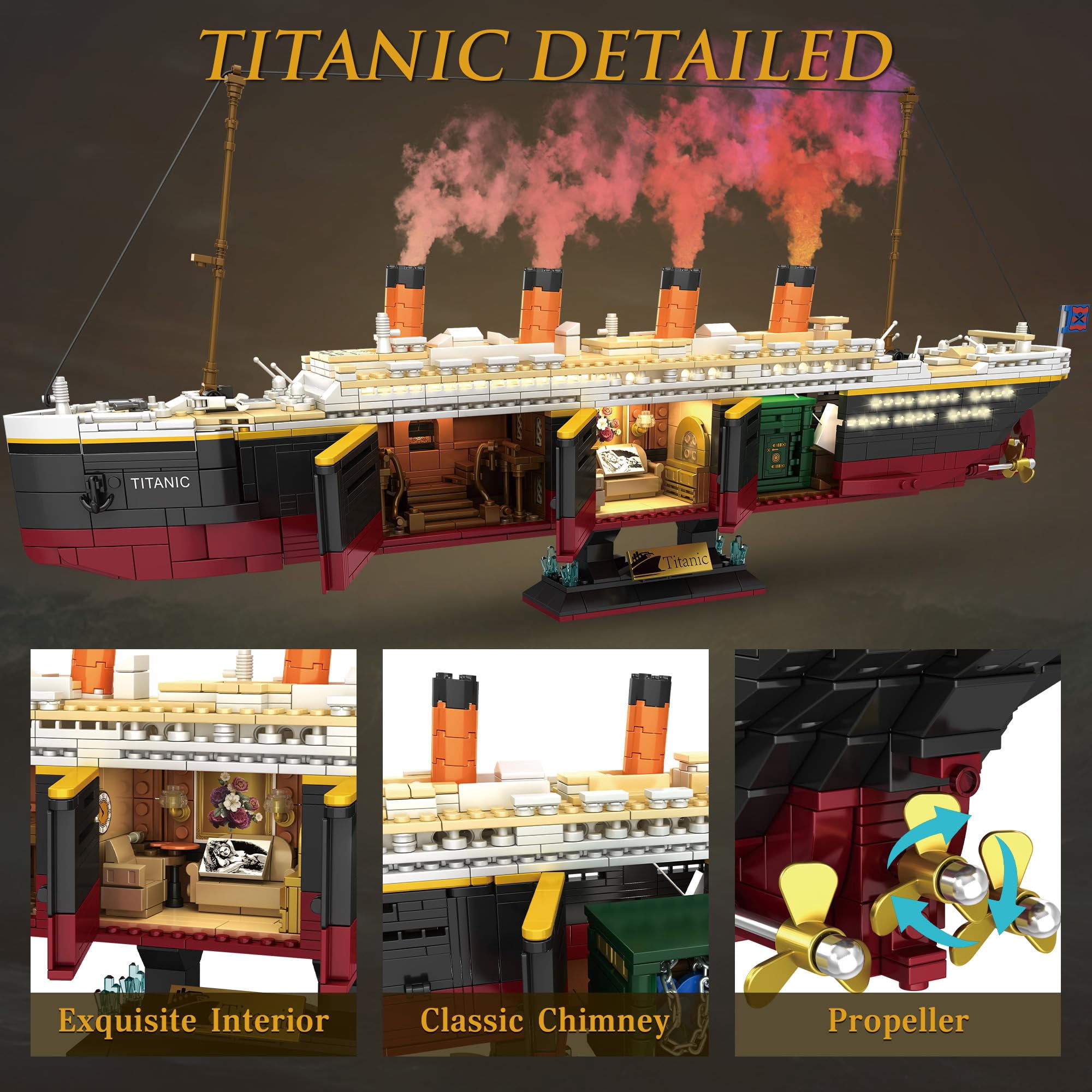 Zylvoxia Titanic Building Set, 2288 Pcs Titanic Big Ship Model