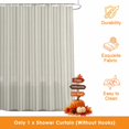 thumbnail image 3 of Sage Green Striped Shower Curtains for Bathroom, Modern Boho Vertical Stripes Beige Waterproof Fabric Shower Curtain, Decorative Bathroom Curtain for Bathtub, 72"x84", No Hooks Included, 3 of 9