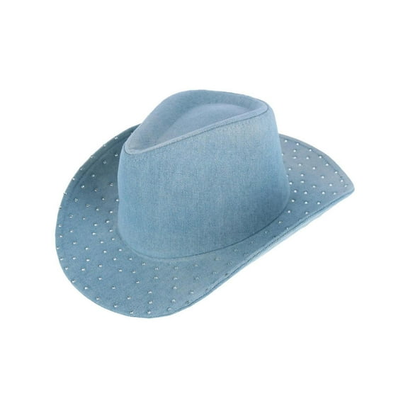 David & Young Glitter Embellished Denim Cowboy Hat (Women)