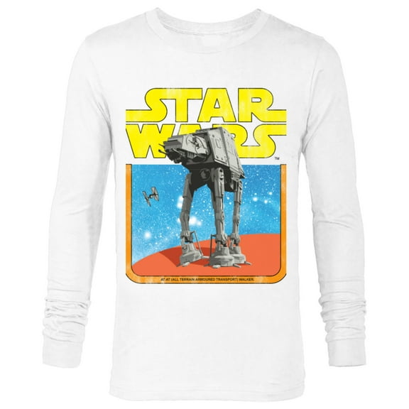 Star Wars AT-AT Walker TIE Fighter Distressed Retro - Long Sleeve T-Shirt for Men - Customized-White