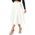 thumbnail image 4 of Faldas metálicas de cintura elástica midi plisadas para mujeres INSPIRE CHIC M Blanca, 4 of 6