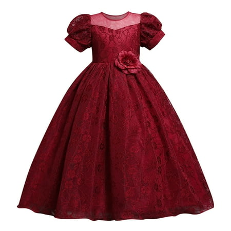 

Summer Savings Clearance 2023! loopsun Children s Dress Girl Short Sleeve Princess Dress Flower Tail Dress Skirt Tutu Dress Red 9-10 Years