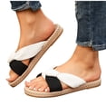 thumbnail image 6 of Wensltd Flat Sandals Women Elegant Sandals Cloth Upper Open Toe Soft Sole Casual Outdoor Walking Beach Vacation Wear Black, 6 of 6