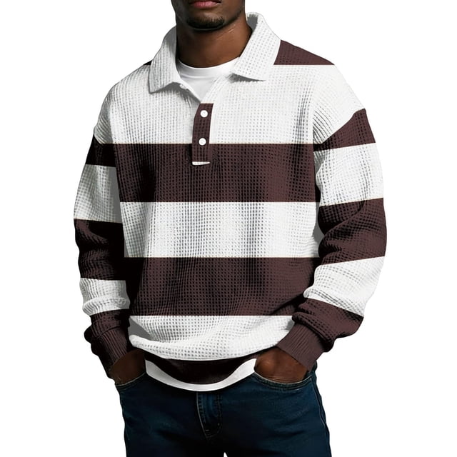 Mens Manga Larga Vintage de Moda Impresión Casual Color Sólido Botón Turndown Collar Camisa para el Verano Al Aire Libre
