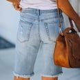 thumbnail image 2 of Pantalones cortos vaqueros de ciclismo para mujer, Shorts rasgados con borlas, ajustados, de cinco puntos, lavados, Sexy, para verano, 2022, 2 of 4