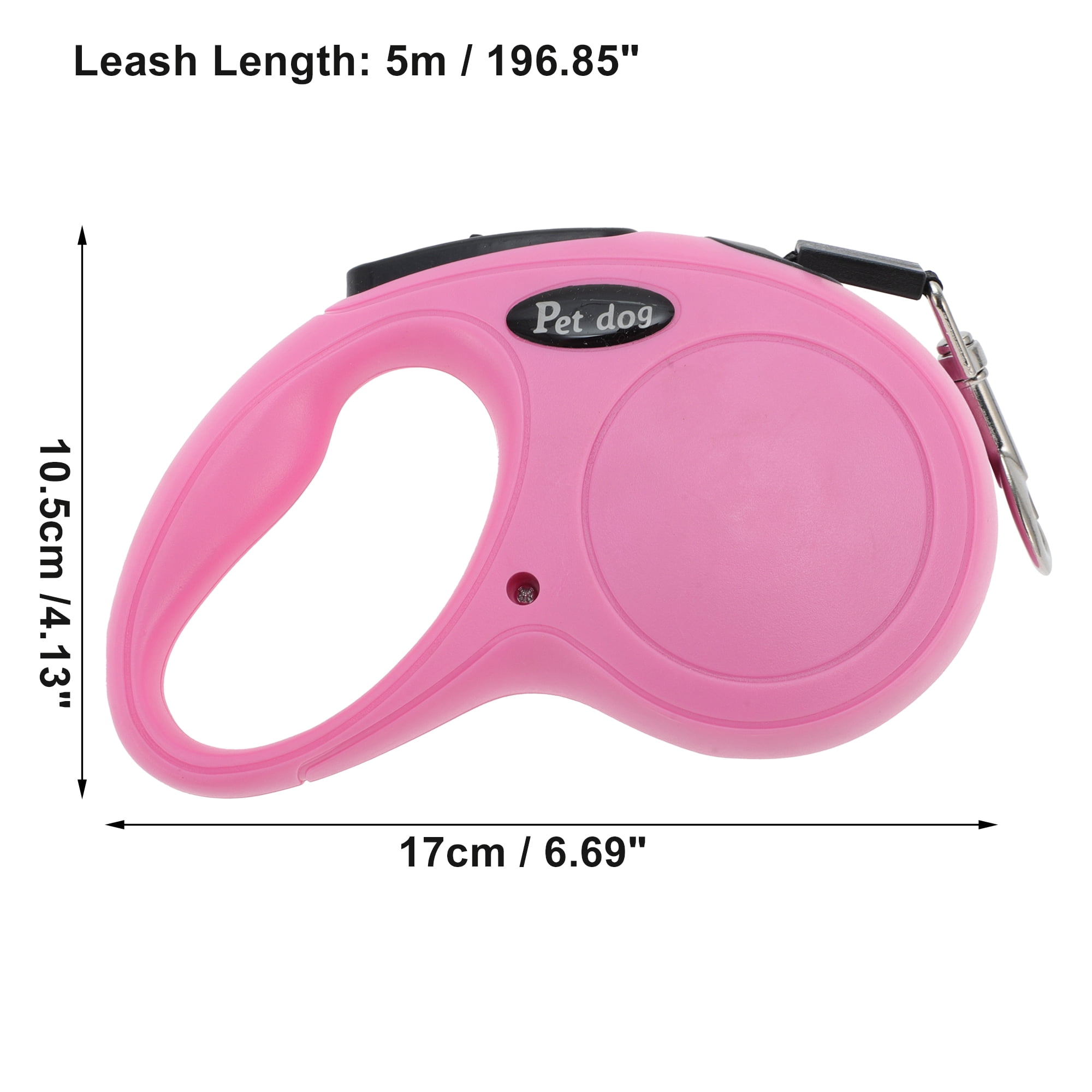 Unique Bargains Retractable Pet Leash Classic Dog Leash Soft Handle Pink 196.85"