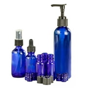Blue Glass Apothecary Bottles - Variety Pack