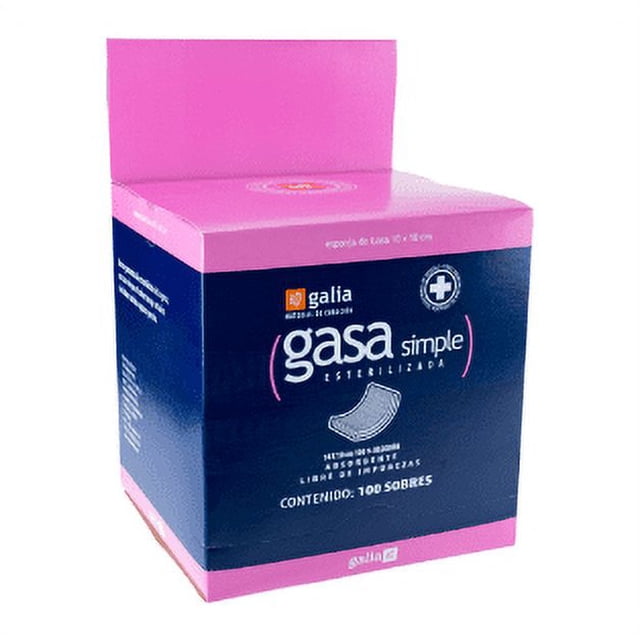 Gasas Simples Galia 10x10 cm Caja Con 100 sobres 100% Algodón Absorbente Libre De Impurezas