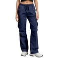 thumbnail image 2 of Women's Casual Pants High Waisted Wide Leg Cargo Trousers with Pockets Comfortable Loose Fit Workwear for Everyday Activities, 2 of 7