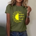 thumbnail image 2 of WTXUE T-Shirts à Manches Courtes, Col Rond, Graphiques, pour Femmes, Été, Ample, Blo, Coton Floral, Décontracté, Vert Fougère/tournesol L, 2 of 6