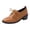 Brown, variant on Wensltd Women All Season Loafers Leather Shoes Solid Color Round Toe Lace-Up Low Cut Chunky Heel Fashion Shoes