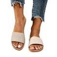 thumbnail image 4 of Samdudou Plus Size Slide Sandals for Women Woven Single Band Flat Slip On Shoes Braided Texture Jute Style Sole Minimalist Open Toe Footwear for Lounging, 4 of 7