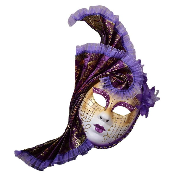 Máscara veneciana, accesorio de disfraz para mujer, máscara decorativa de cara completa, colgante de pared para fiesta, Mardi Gras Ball, colección de Yinane cubierta de cara de venecia