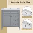 thumbnail image 5 of KYLE & KAY 30" Bathroom Vanity Cabinet Set with Sink, Bathroom Vanity Combo with Storage Cabinet, 2 Drawers and a Tip-Out Drawer ,Solid Wood Frame,Metal Handles,Grey, 5 of 7