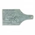 thumbnail image 1 of Island Map Cutting Board, Vintage Style French Map Chart of Sulawesi Island Mediterranean Destination, Tempered Glass Cutting and Serving Board, Wine Bottle Shape, Black and White, by Ambesonne, 1 of 1