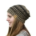 thumbnail image 3 of Trendy Warm Chunky Soft Stretch Cable Knit Slouchy Beanie Skully HAT20A-BK/Met. Gold, 3 of 3