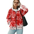 thumbnail image 5 of COEQINE Fashion Women's Hoodie Oversized Full Zipper Sweatshirts Snowflake Red Print Long Sleeve Casual Wear Y2K Jacket Coat Fall Winter Outfits Tops with Pockets, XL, 5 of 7