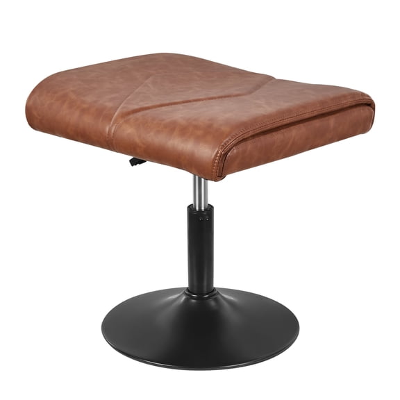 VECELO Footrest Height Adjustable Ottoman Leg and Foot Rest for Work Comfort, Computer Desk Swivel Stool with Thick Padding, Office Seat, Brown