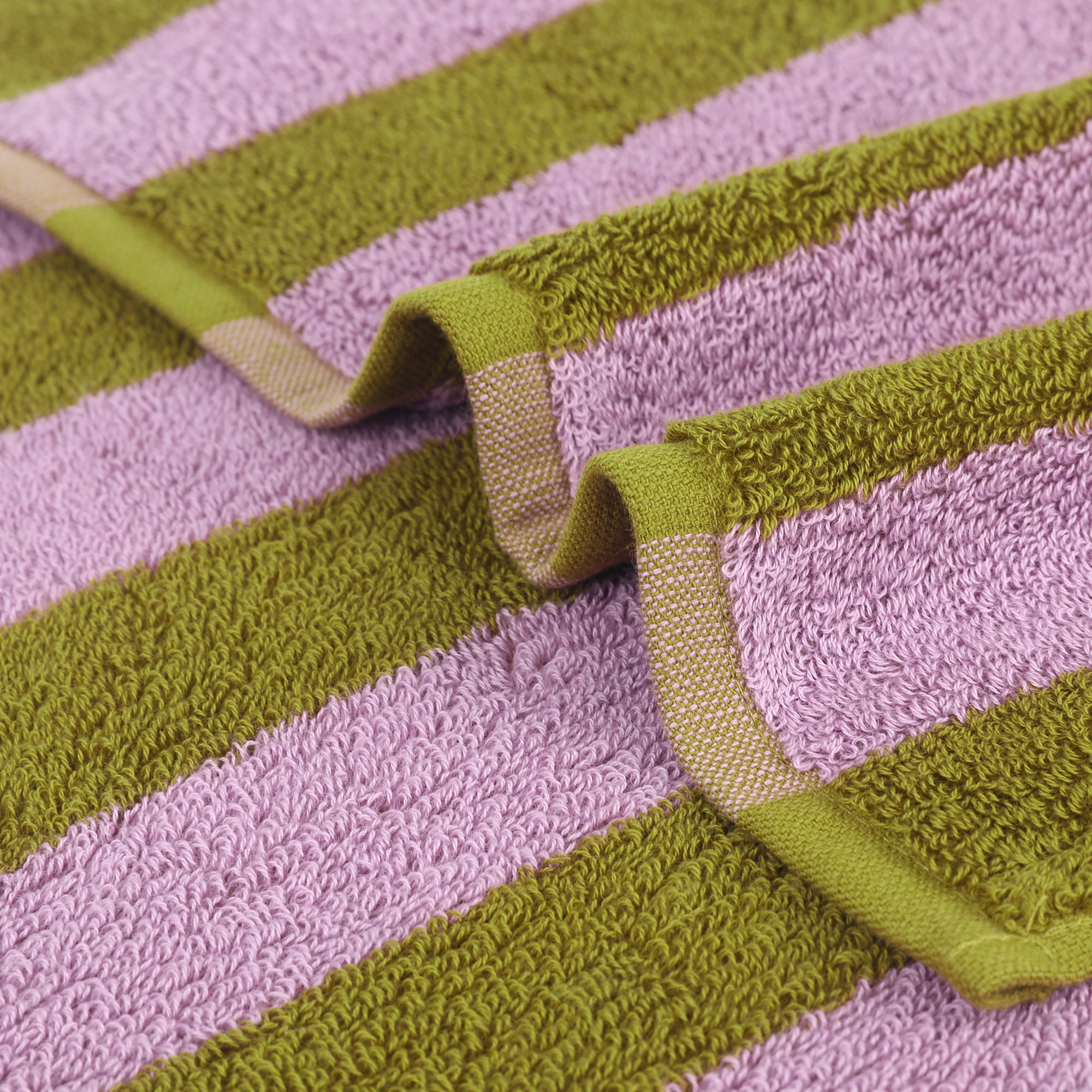 REGALWOVEN Striped Hand Towels Set, Absorbent Soft Towel for Kitchen Spa Workout, Stylish for Hand Face Bathroom Decor Pink Brown 2-Piece