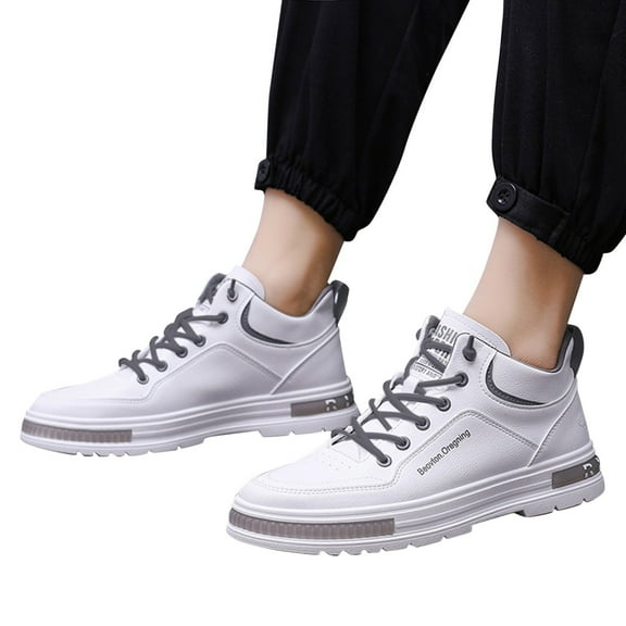 Juosiy Men's Shoes High Top Fashion Sneakers Outdoor Casual Sports Shoes Training Leather Flats