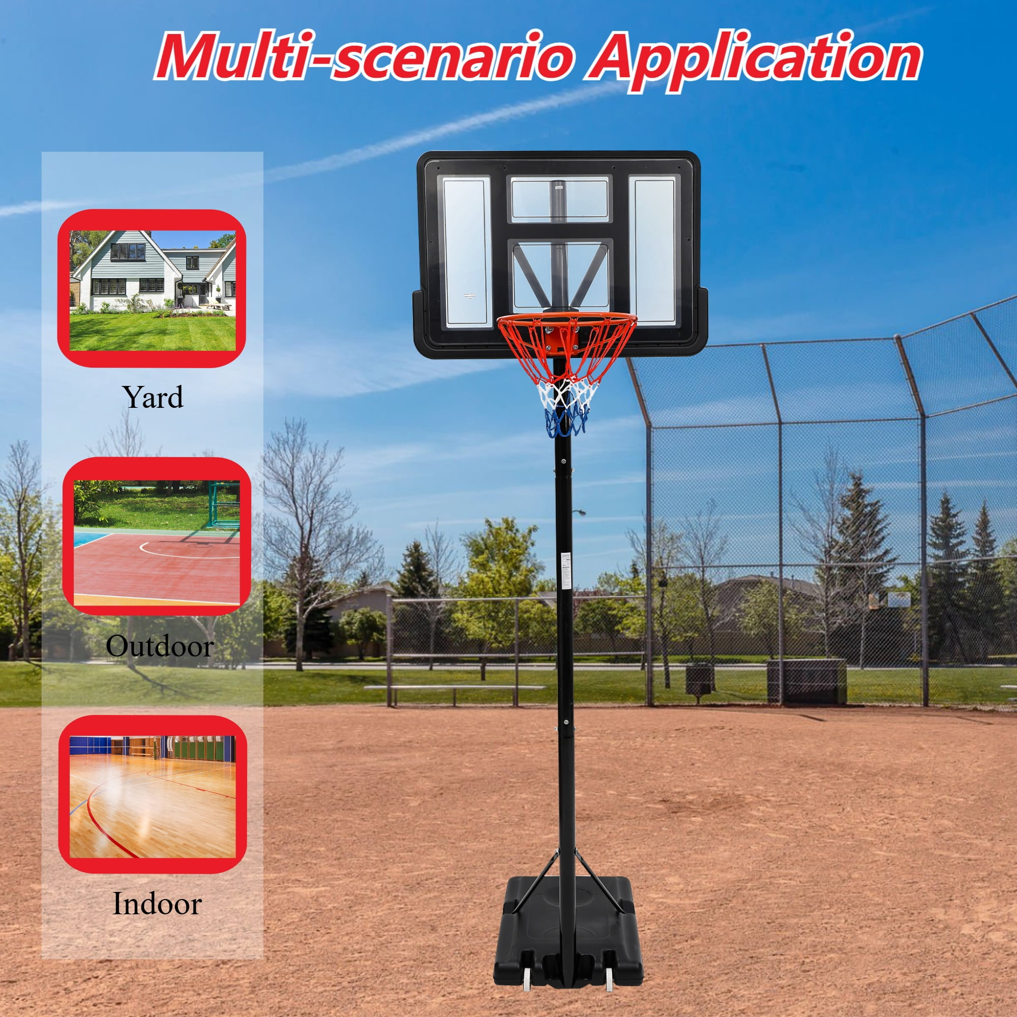 WildBreak Portable Basketball Goal System, Adjustable Height 5.2-10 Ft, 44 x 29.5" Backboard