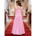 thumbnail image 3 of Yartina Junior Bridesmaid for Teens Ruched Long Maxi A Line Split Satin Flower Girl Formal Gown for Wedding Pink 14, 3 of 7