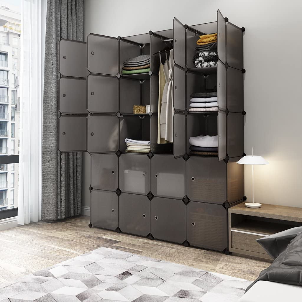 Details about   DIY 20 Cube Portable Closet Storage Organizer Clothes Wardrobe Cabinet W/Doors 