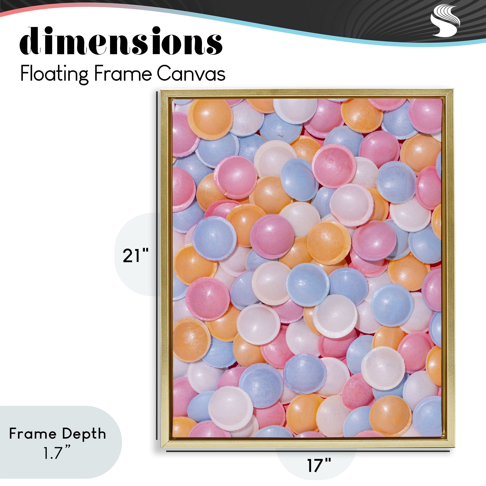 Stupell Industries Retro Pastel Candies Gold Framed Floater Canvas Wall Art, design by LISH Creative