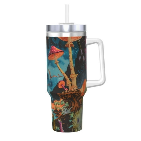 

Salouo Galactic Jungle Dinosaurs for 40oz Water Bottle with Handle & Flip Straw - Stainless Steel Vacuum Insulated Tumbler-Reusable Travel Coffee Mug- Gifts for Women & Men