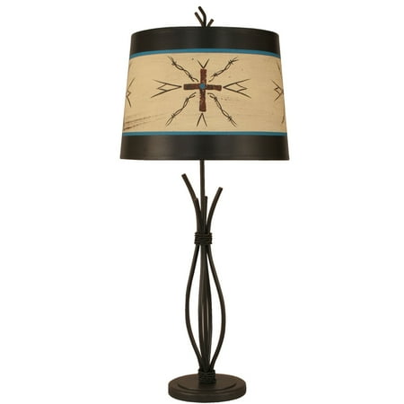 Sleek Wrought Iron Rod Table Lamp With Cross Shade Walmart Com