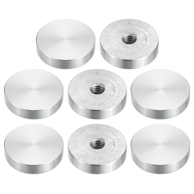 Unique Bargains M8 Fil 30mm Diamètre Forme Ronde Disque d'Aluminium Matériel 8pack Aluminium Cercle Disque Verre Haut Adaptateur pour Table en Verre