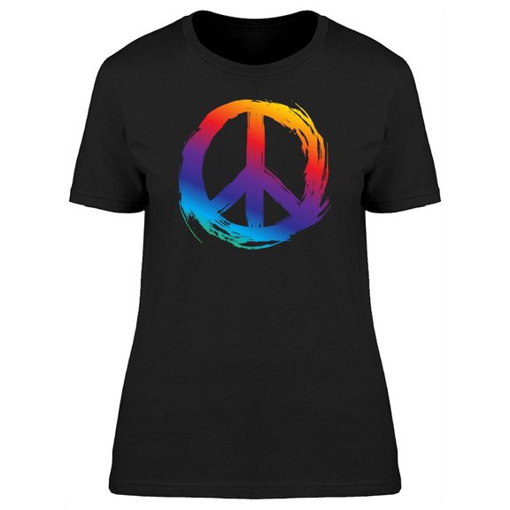 Colorful Peace Brush Symbol T-Shirt Women -Image by Shutterstock, Female Small