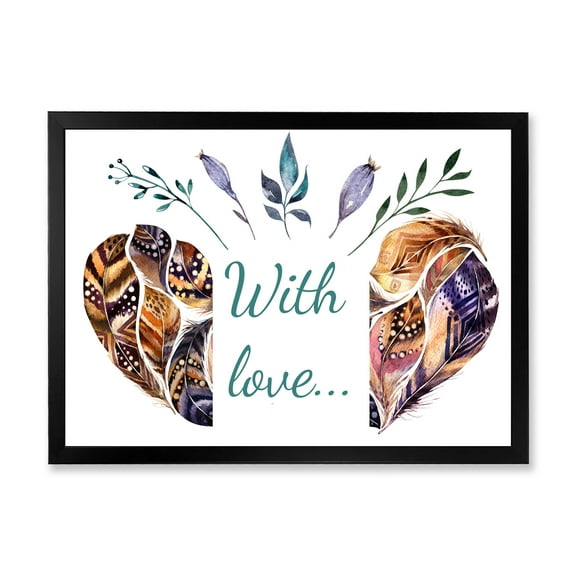 Designart 'Hearted Shaped Feathers With Love' Traditional Framed Art Print